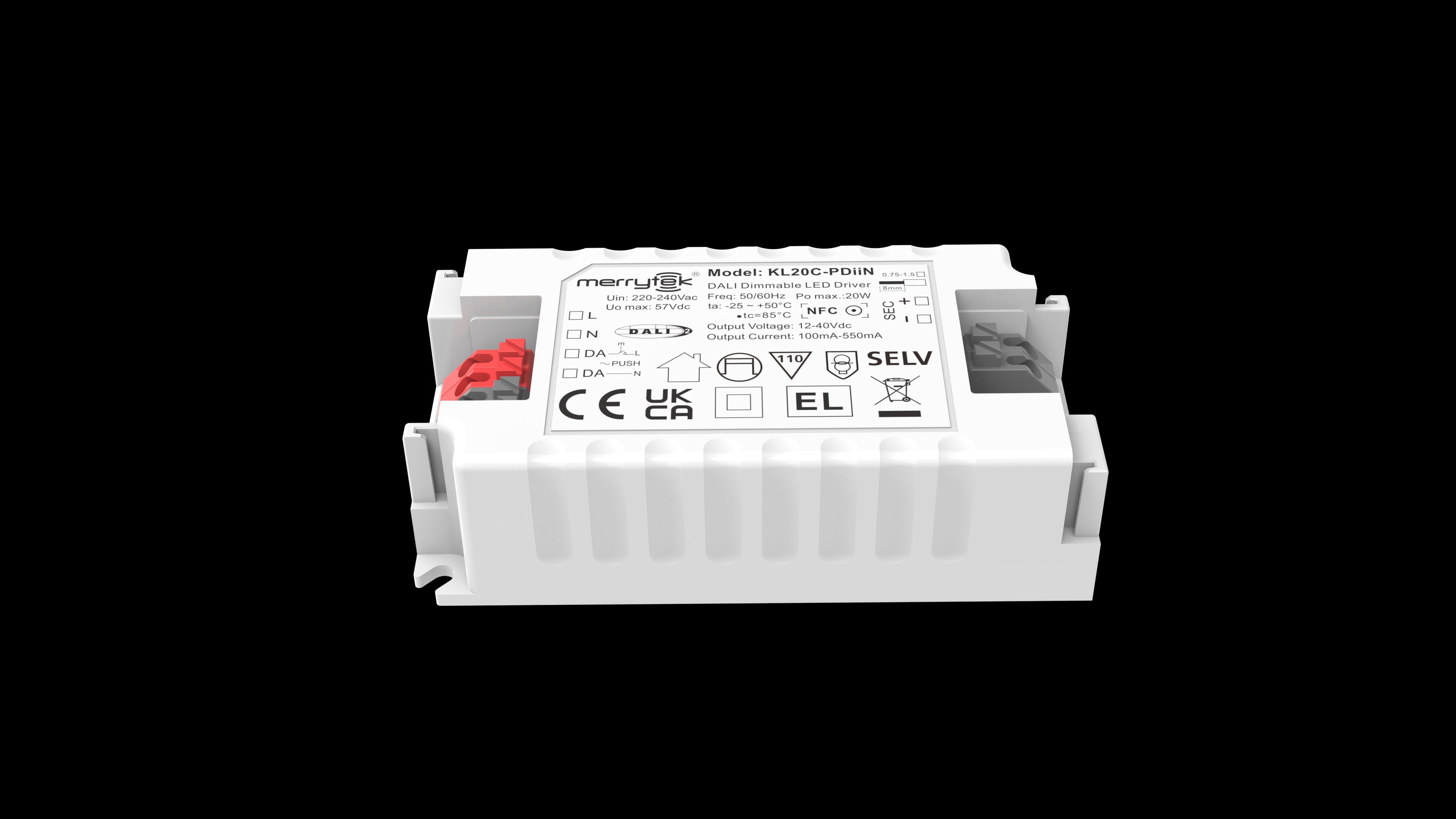 20W DALI2 DT6 500ma Constant Current LED Driver NFC Programmable With 5