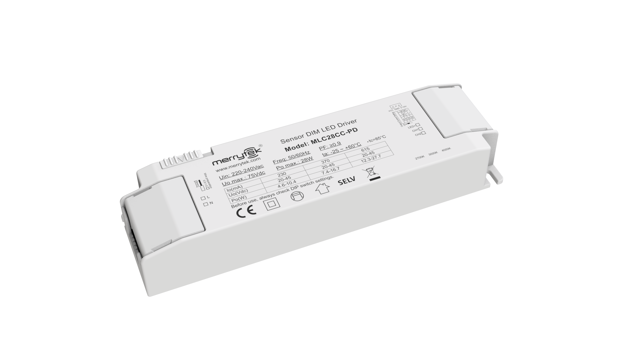 28W Max Sensor DIM Led Driver, 230mA-615mA Output, Color Temperature ...