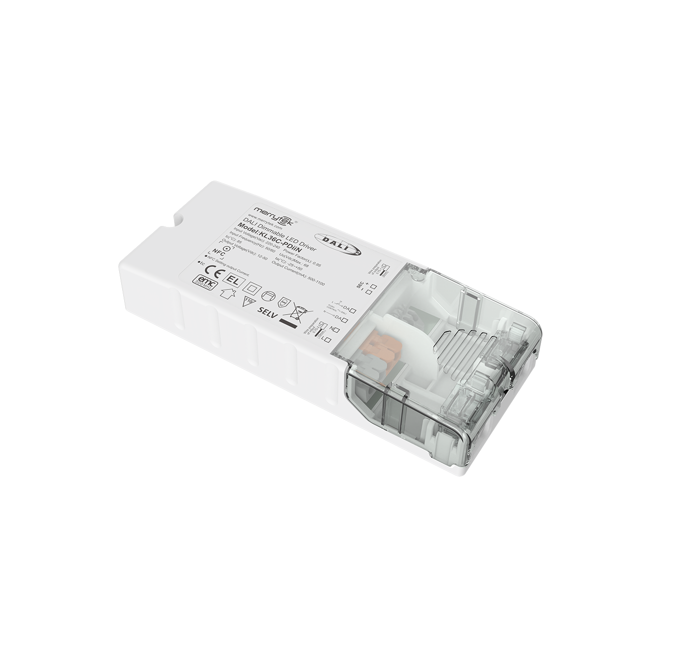 36W Dimmable LED Driver with DALI2, 500-1100mA, 5-Year Warranty
